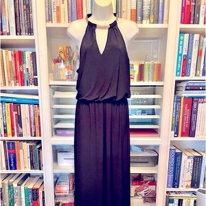 Black Bisou Bisou Michele Bohbot Maxi Halter Dress